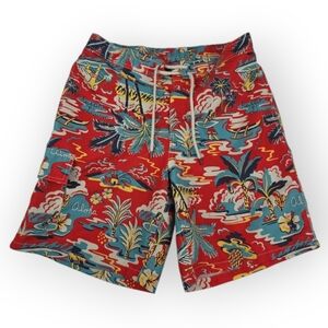 Polo Ralph Lauren Swim Shorts Mens Medium Hawaiian Aloha Print Multicolor EUC